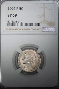 1994 P Jefferson Nickel 5c SP 69 NGC (satin finish) - Picture 1 of 3