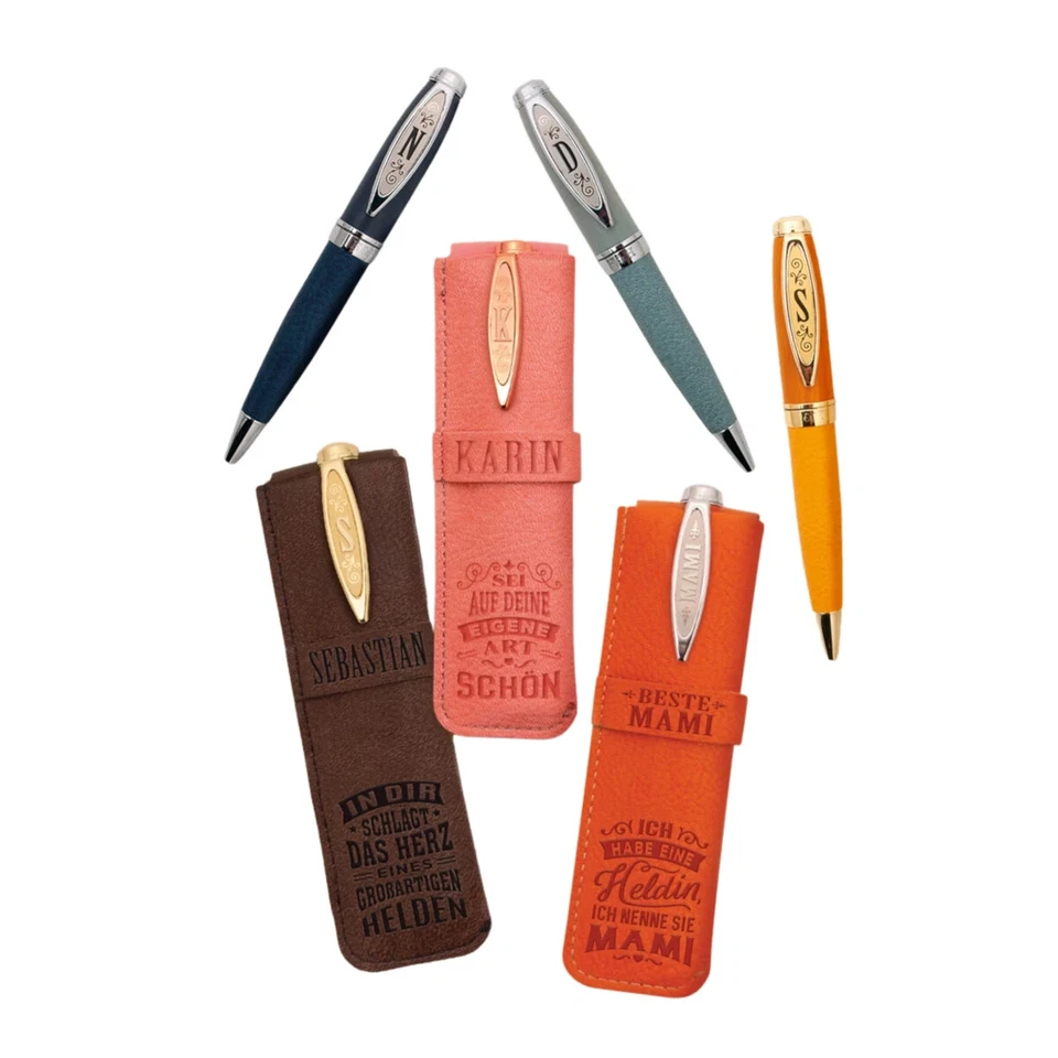 HISTORY & HERALDRY Personalisierter Bamboo Kugelschreiber mit Namen und Kunstlederetui