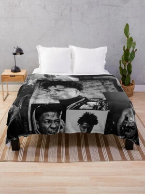 Youngboy NBA Collage Throw Blanket,  TOP TINGZ Velveteen Plush Blanket, Finest - Image 1 of 4