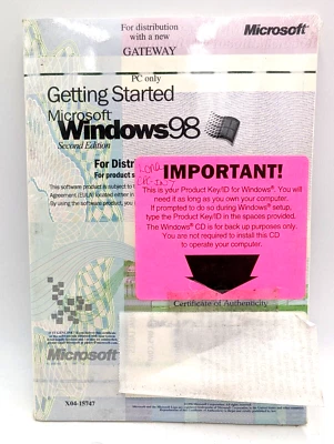 Microsoft Windows 98 Second Edition New Sealed CD w/ COA Product Key - Image 1 of 4