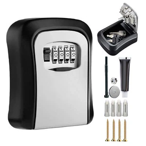 4-Digit Combination Key Lock Storage Safe Security Box Outdoor Home Portable - Picture 1 of 12