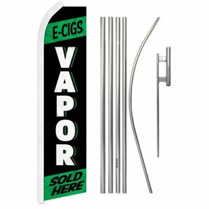 "VAPOR" Advertising Super Flag & Pole Kit sold here e-cigs grn