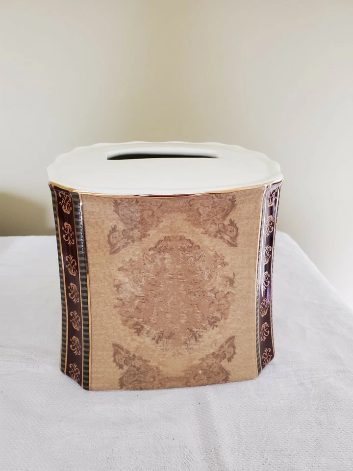 CROSCILL ТАУНХАУС ВАННОЙ ТКАНИ КОРОБКА КРЫШКА КЕРАМИЧЕСКИЙ РЕДКАЯ - Изображение 1 из 1