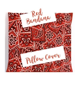 Red Bandana, Throw Pillow Cover 16"x 16" (This is the cover only) - Picture 1 of 2