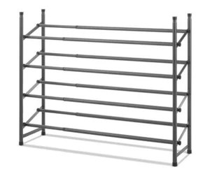 Whitmor 22 Pair Gunmetal Expandable 25" to 46" 4 Tier Stackable Metal Shoe Rack - Picture 1 of 2