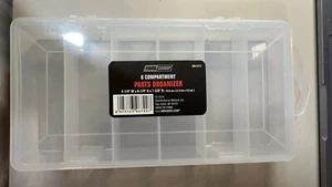 NEW Clear 6-compartment Parts Organizer Storage box 4.25”x8.25”x1.375” - Picture 1 of 4