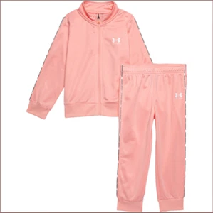 Under Armour Mädchen rosa Paspel Trainingsjacke und Hose Set Größe 6 neu mit Etikett - Bild 1 von 5
