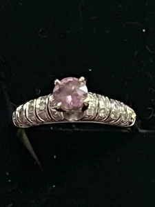 Pink Garnet in 14K White Gold Size 9 - Picture 1 of 7