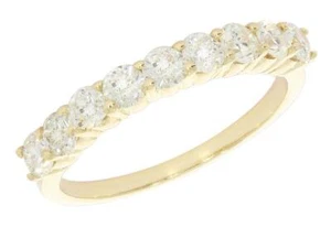 I1 G 1.00 Ct Natural Round Cut Diamond Anniversary Ring 14K Solid Gold 3.20MM - Picture 1 of 5