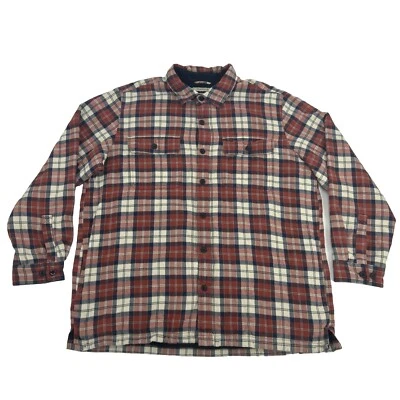 L.L. Bean Shirt Jacket Men's XL-Reg Red White Tartan Plaid Fleece Lined Shacket - Image 1 of 4