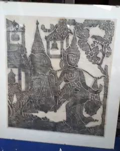 48cm altes Bild Thailand Tempelreibe Reispapier Tempel Wat Pho – Nang Sida Asien - Bild 1 von 3