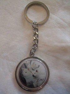 Porte-clés en métal - chien  AKITA INU BLANC - Picture 1 of 1