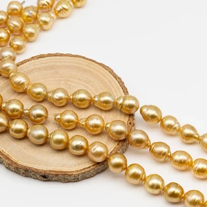 12-13mm Golden South Sea Pearl Near Round, Natural Color Pearls for Jewelry Mak - Picture 1 of 9