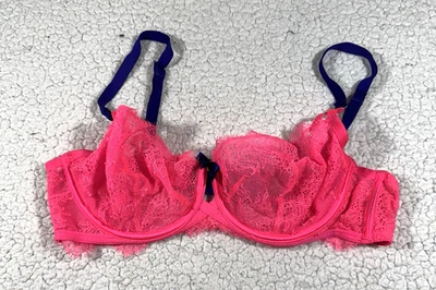 Sutiã Victoria's Secret muito sexy sem forro tamanho 36C rosa neon roxo - Imagem 1 de 4
