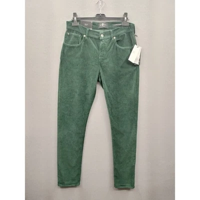 7 For All Mankind Slimmy Tapered Corduroy Pants Men 30x31 Hunter Green $218MSRP - Image 1 of 4
