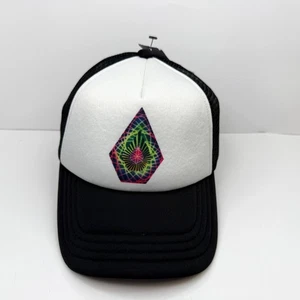 Volcom Full Stone Psychedelic Mesh Trucker Hat Ball Cap Snapback Black White OS - Picture 1 of 6