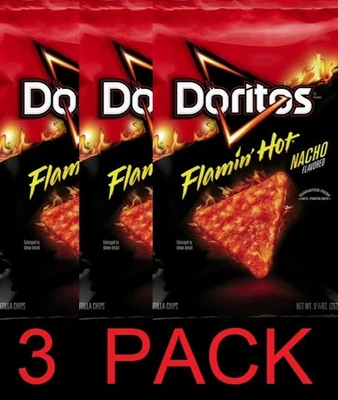 Doritos QUESO NACHO CALIENTE FLAMINO Sabor Snack Tortilla Chips Bolsa 9.25 OZ - PAQUETE DE 3 Foto 1 de 2