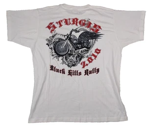 Camiseta de motociclista Sturgis Rally para hombre calaveras Harley alas de bicicleta 2010 70TH Grunge L - Imagen 1 de 15