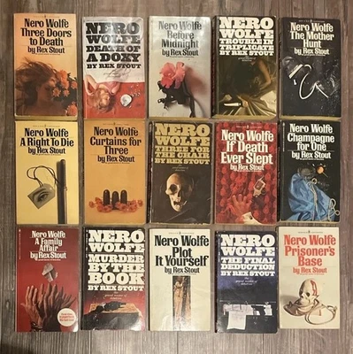 REX STOUT Nero Wolfe Mysteries Lot of 15 Vintage Paperbacks 1970s - Image 1 of 4
