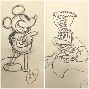 Trader Mickey Set Of 2 Production Drawing Walt Disney 1932 Cel Original Drawings - Picture 1 of 8