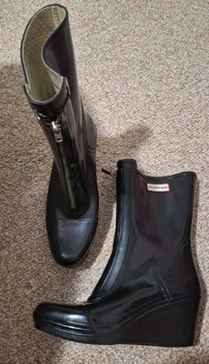 Botas de goma de lluvia Hunter impermeables con cuña para mujer, talla US 9 Foto 1 de 4