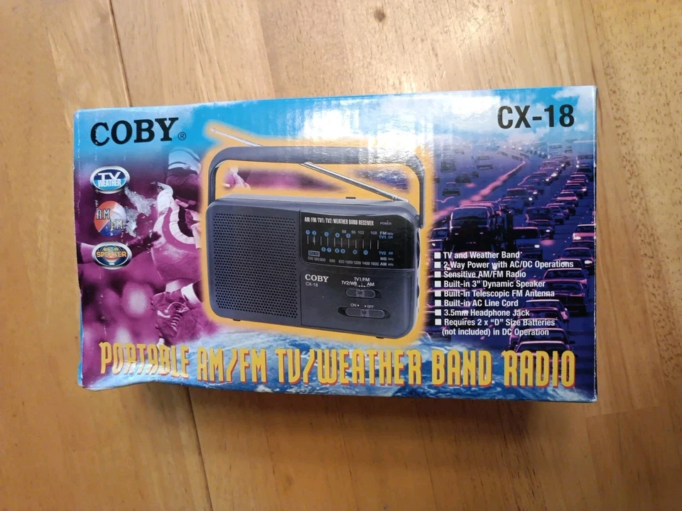 Coby Portable AM/FM TV/Weather Band Radio CX-18 Dual Power Built-in Speaker NIB - Image 1 of 4