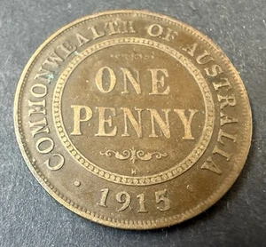 1915 Penny H Mint Mark Australian PreDecimal Coin x 1 Ungraded (Lot 1731) - Picture 1 of 6