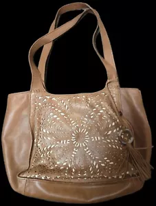 The Sak Huntley Tobacco braune lasergeschnittene Leder-Hobo-Tragetasche aus Blumen - Bild 1 von 12