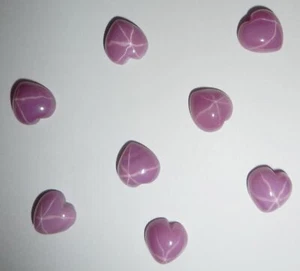 Opaque Star Ruby Heart 9x9 mm Cabochon 6 Rayed Lab-created 8 pieces Lot - Picture 1 of 12