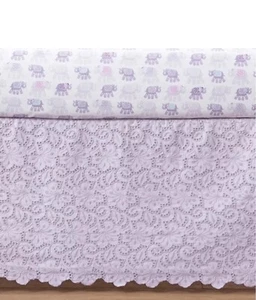 Pottery Barn Kids Stella Crib Skirt Purple Eyelet Baby NEW - Picture 1 of 3