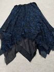 Young Girls Long Black/blue Web Handkerchief Skirt Age 12 Years + Adult 10-12