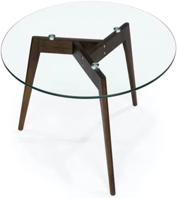 Round Tempered Glass End Table, round Mid Century Coffee Table, Minimalist Small - Image 1 of 4