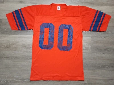 Camiseta deportiva de los años 70 de colección Soffe atlética naranja azul fútbol #00 M/L malla de nailon Foto 1 de 4