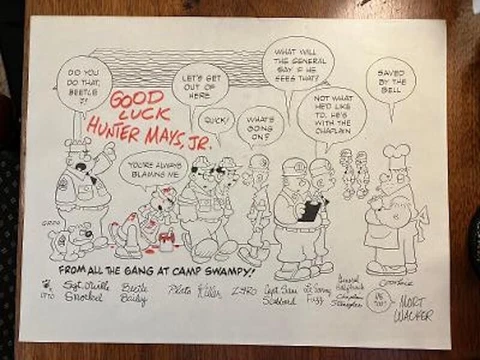 VINTAGE 10X8 PRINTED ART PHOTO OF BEETLE BAILEY CHARACTERS SIGNED BY MORT WALKER Cover