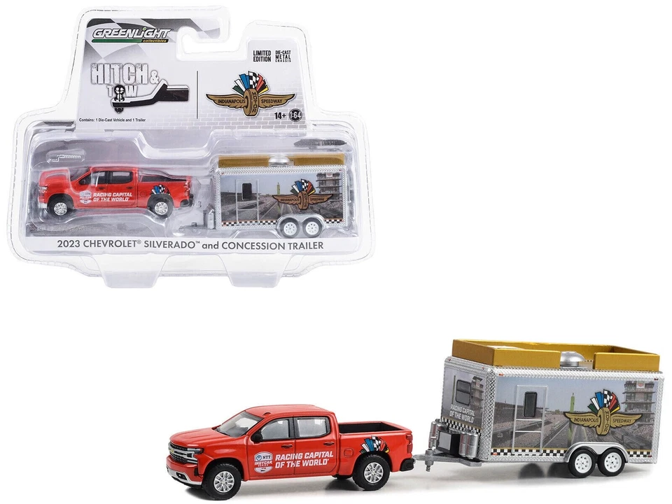2023 Chevrolet Silverado Pickup Indianapolis Trailer 1/64 Greenlight 30456 - Immagine 1 di 1