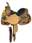12" Double T Horse Saddle with Sunflower Beading and Conchos