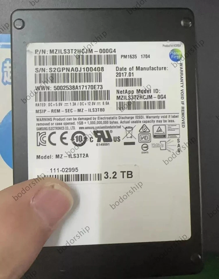 SAMSUNG PM1645 3.2TB SSD SAS 12Gb/s MZ1LT3T2HALS-0G4 MZ-1LT3T20 Sold State Drive - Image 1 of 1