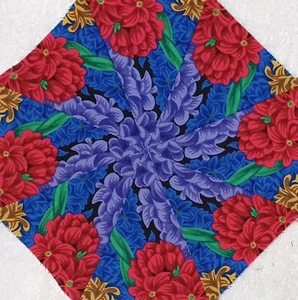 16 9.5" Kaffe Fassett Hyacinthus #1 Stack 'n Whack Quilt Blocks * Kaleidoscope - Picture 1 of 9