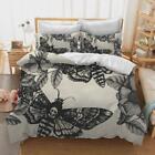 3D Printing Death Moth and Flower Cream Quilt Duvet Cover Set Comforter Cover