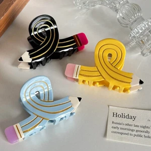 Ponytail Thick Hairpin Hair Claw Pens Colored Pencil Claw Pen Acetate Hair Clip - Picture 1 of 20