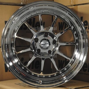 18x9.5 5x114.3 35 OFFSET WHISTLER SK11 FULL CHROME w/LIP 11 SPOKES 4 WHEELS SET - Picture 1 of 5