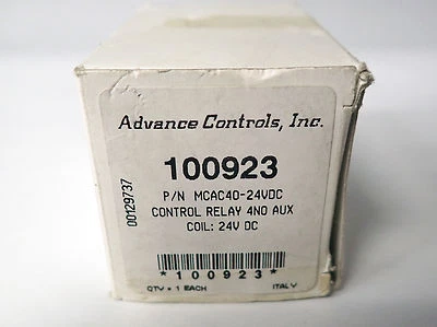 NEW IN BOX ADVANCE CONTROLS MCAC40-24VDC CONTROL RELAY 4NO AUXILIARY COIL 24VDC - Image 1 of 4