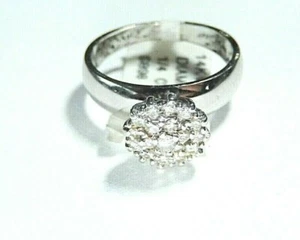 *NWT* 14K White Gold Round Cut Diamond Cluster Engagement Wedding Ring Sz 6 - Picture 1 of 6