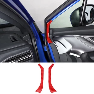 Red Carbon Fiber Car Interior Door A Pillar Trim Cover For Subaru WRX 2022-2023 - Picture 1 of 18
