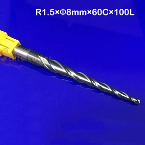 Broca de bola de molino extremo cónico de carburo HRC55 D8 2F R1.5*60*100 CNC - Imagen 1 de 1