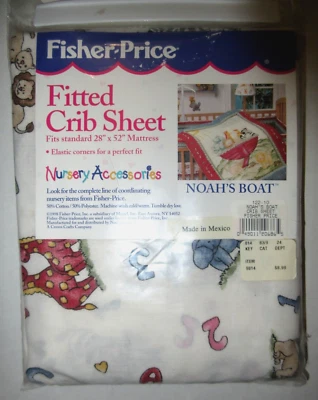 NUEVO Fisher Price Arca de Noé Barco Sábana de Cuna Ajustable De Colección 1998 Nuevo en Paquete Foto 1 de 4