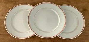 3 Dinner Plate Deshoulieres Creations Della Torre France Rust RED Stripe Band - Picture 1 of 2