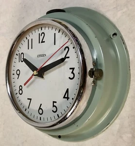 Vintage Ships Clock, Citizen, Nautical, Retro Industrial, Maritime Salvage Green - Picture 1 of 16