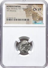 Rome 193-211 AD Septimius Severus AR Denarius Silver NGC Choice VF Very Fine