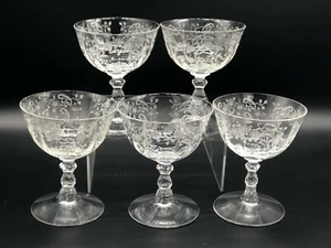 Set di cinque splendidi bicchieri sherbet bassi Fostoria ROSA PRATO - Foto 1 di 5